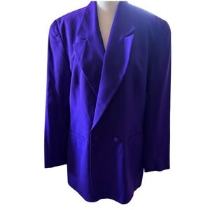 Vintage Evan Picone Women Wool Blazer 10 Med Purple Professional Career Jacket